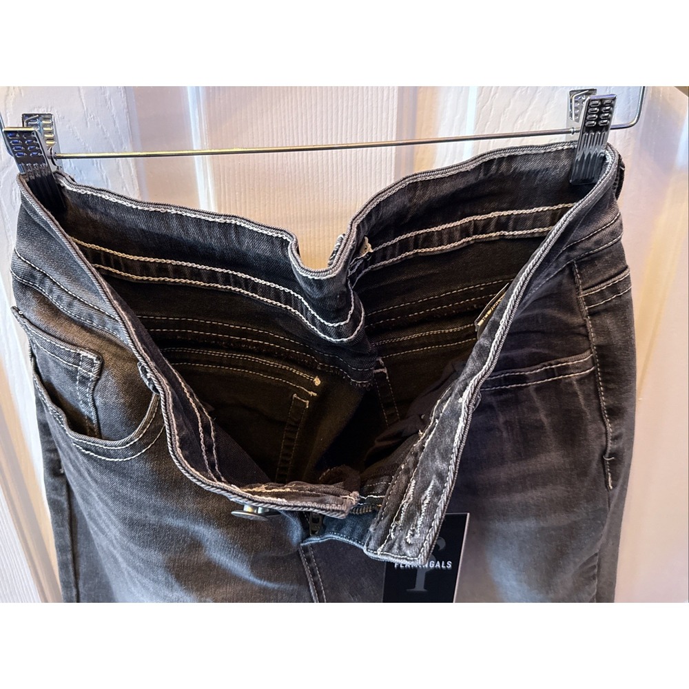 Flamingals Straight Leg Jeans Women 2XL Black NEW Distressed Mid-Rise 30.5 In - Picture 14 of 16